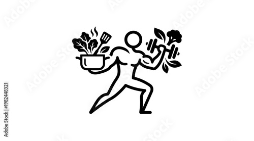 Healthy Lifestyle Concept Food and Fitness