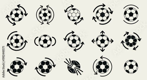 Soccer Ball Icons: Rotation, Movement, and Spin Variations