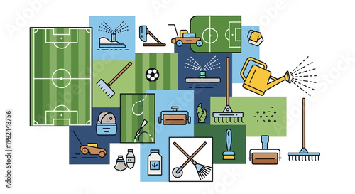 Soccer Field Maintenance and Care Tools - Illustration