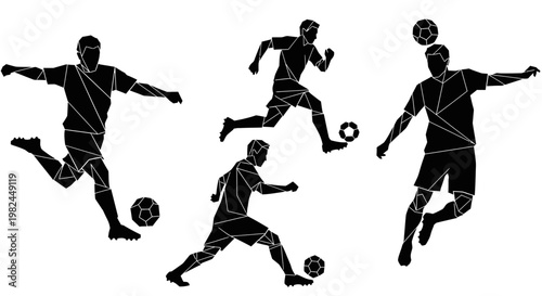 Soccer Player Silhouettes - Dynamic Geometric Style