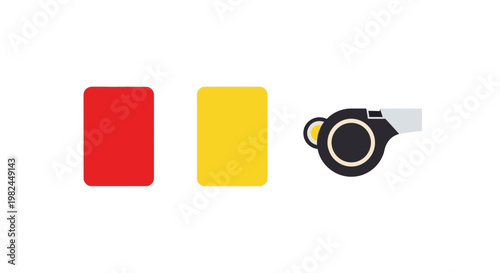 Soccer Referee Red Yellow Cards and Whistle - Sports Penalty Concept
