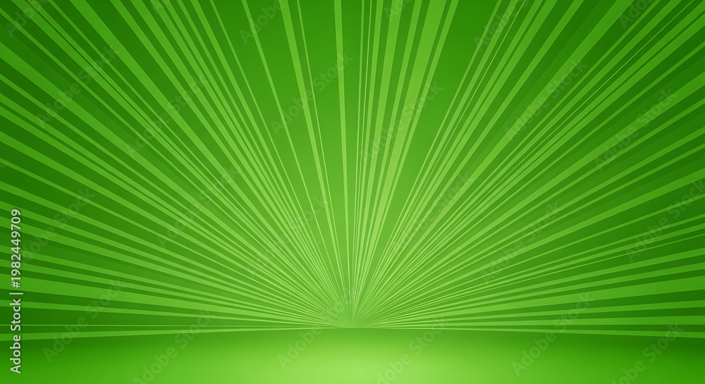 Obraz premium Vibrant green background with sunburst rays and lines emanating from the center