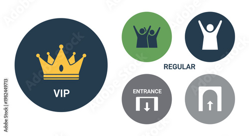 VIP and Regular Entrance Icons - Access, Event, and Admission Symbols