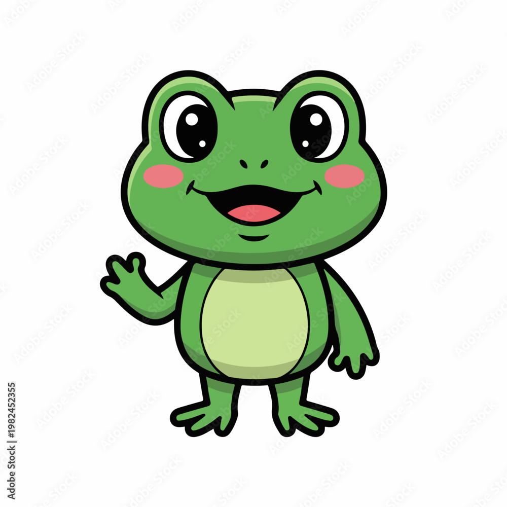 Fototapeta premium cartoon vector illustration of a frog with its tongue sticking out on a white background