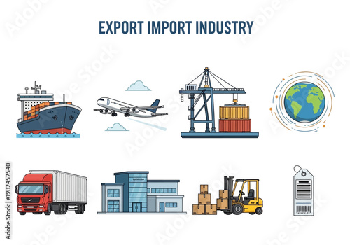 Global shipping and logistics for import and export industry, showcasing transportation and trade elements