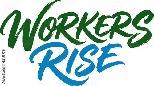 May Day Celebration with Workers Holding Flags and Banners