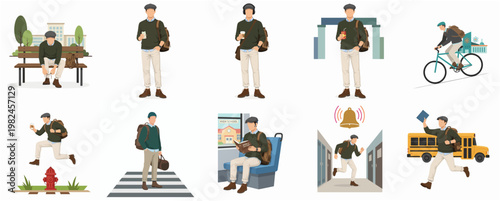 Flat Character Daily Activities of a Male Student with College Life