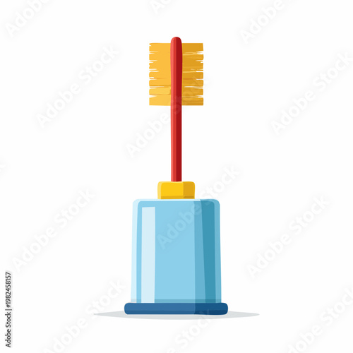 Colorful illustration of toothbrush in toothpaste dispenser