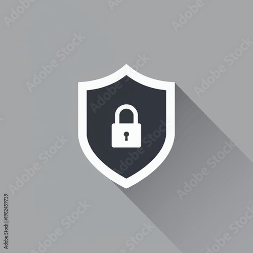 Security shield icon with a padlock. This emblem represents protection and privacy. It is suitable for design projects related to security, digital safety, and privacy
