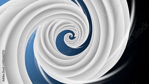 Abstract white spiral design with blue and black background. Modern and creative art
