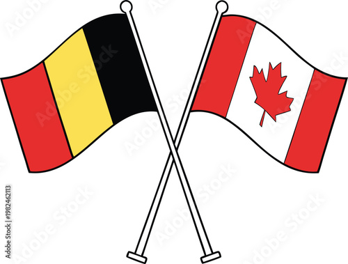 Belgium and Canada Crossed Flags