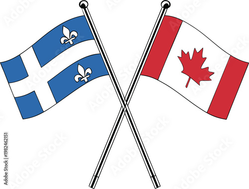 Quebec and Canada Crossed Flags