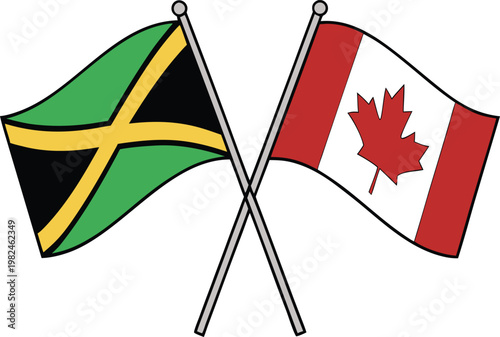 Jamaica and Canada Crossed Flags