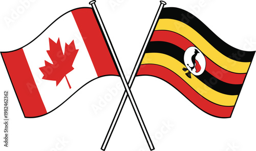 Canada and Uganda Crossed Flags
