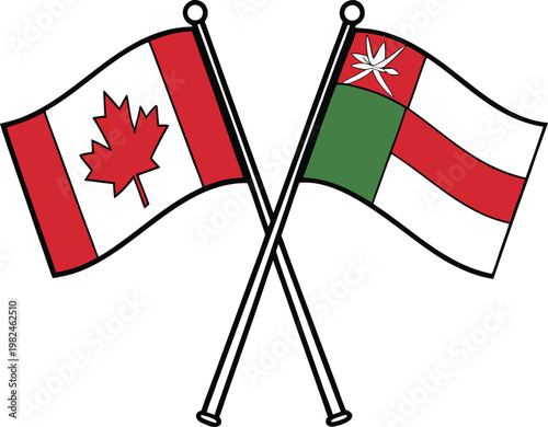 Canada and Oman Crossed Flags Representing International Relations and Partnership