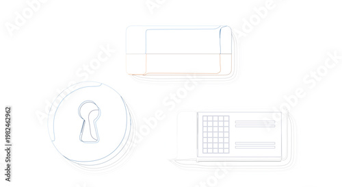 Cyber security and data protection vector icon set with digital ID card lock and secure storage