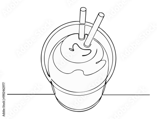 Minimalist continuous line smoothie icon. Generative AI