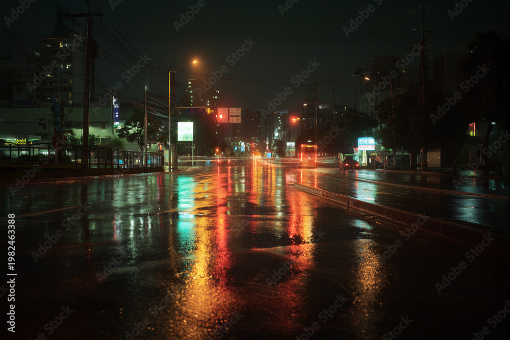 Fototapeta premium AI generated city travel night scenery