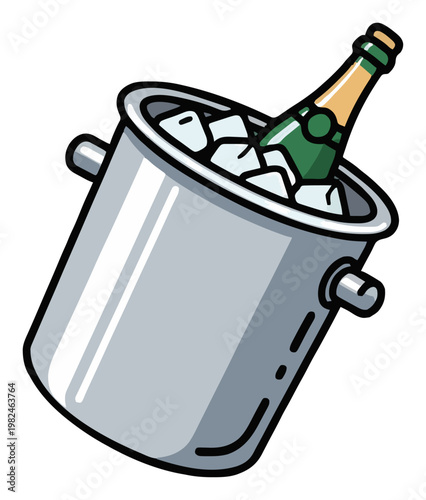 Minimalist line art ice bucket vector icon. Generative AI