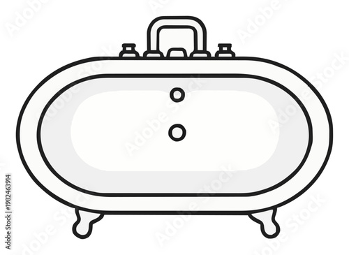 Minimalist continuous line art clawfoot bathtub icon. Generative AI