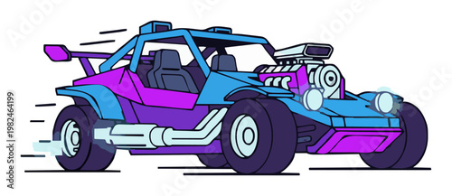 Minimalist buggy car line art icon. Generative AI