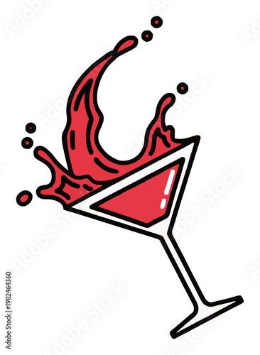 Minimalist continuous line art cosmopolitan icon. Generative AI