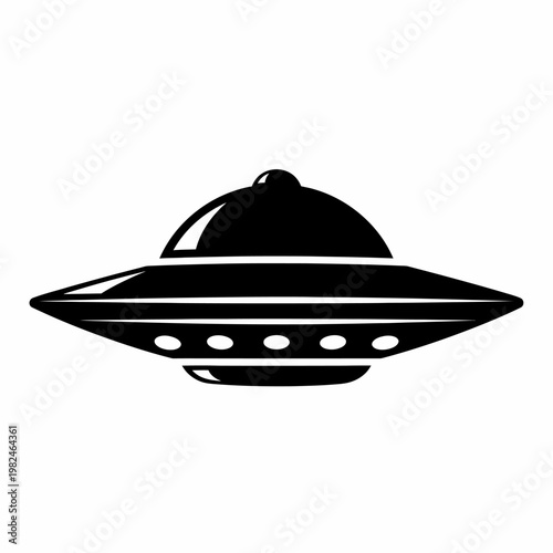 A black and white image of a UFO, with its classic saucer shape and potential extraterrestrial origins