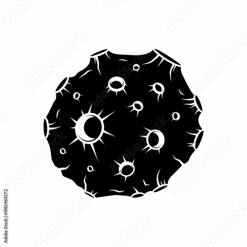 A captivating black and white illustration of a celestial asteroid