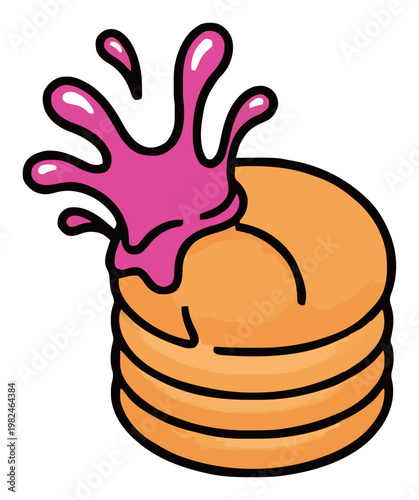 Minimalist continuous line art profiteroles icon. Generative AI