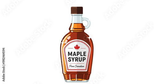 Maple Syrup Bottle with Label and Cap.