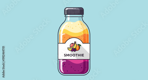 Bottle of Purple Smoothie with Label.