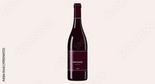 Bottle of Red Wine with Label.