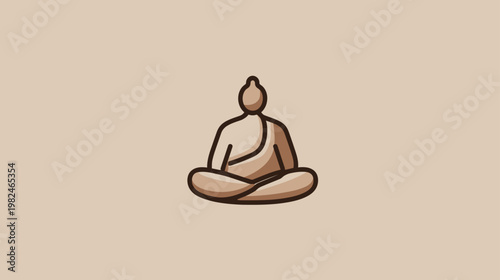 Minimalist illustration of a person meditating in a serene yoga pose, embodying peace, tranquility, and mindful relaxation.