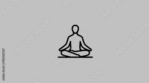 Meditating Person Line Art Icon. Simple Lotus Pose for Yoga, Mindfulness, Wellness, Peace, and Spiritual Balance Vector.