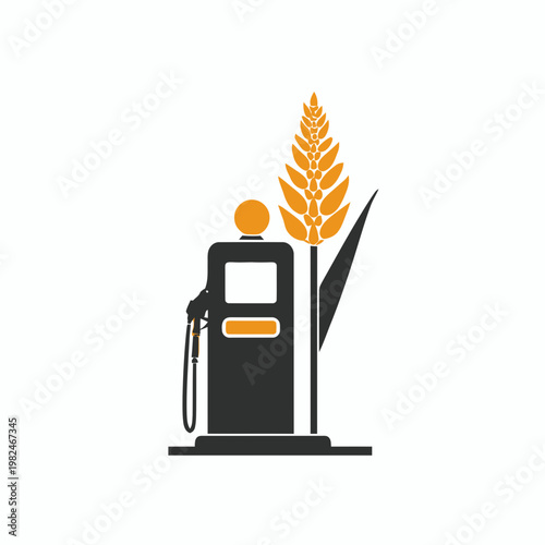 Biofuel station icon with wheat