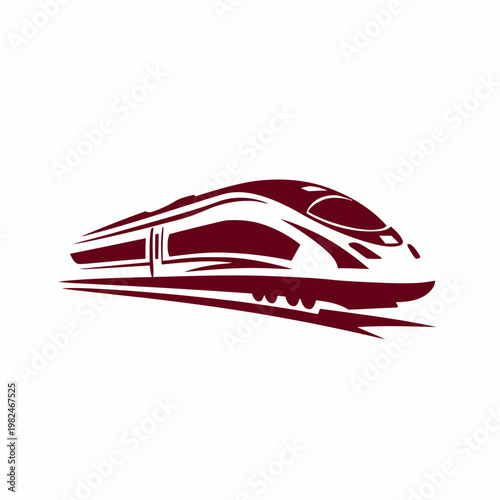 The futuristic icon train speeds across the landscape.