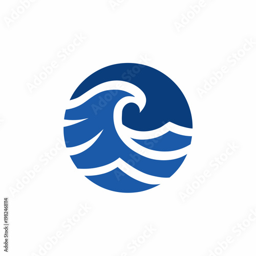 Icon representing a blue wave on a white background naturally
