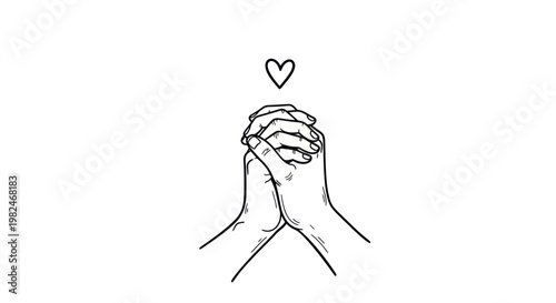 Couple Holding Hands with Heart Icon - Love and Connection Symbol