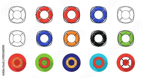 Collection of Lifebuoys in Various Styles and Colors
