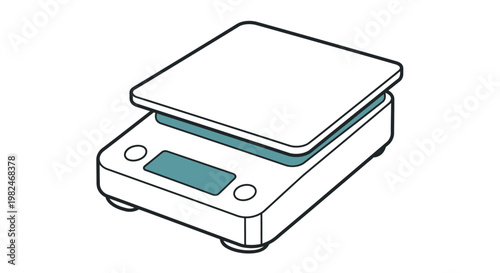 Digital kitchen scale with blue accents.