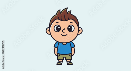 A cute cartoon illustration of a smiling businessman character designed as a little boy vector icon for school art