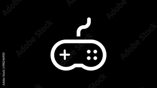 glowing video game controller icon with transparent animation background