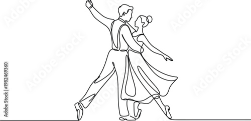 Couple dancing ballroom line art illustration romantic dance performance elegance movement partner waltz choreography graceful motion entertainment art