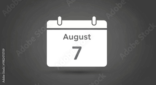 August 7th Calendar Date Icon on Abstract Background