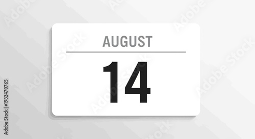 August 14th Calendar Page - Simple Date Reminder