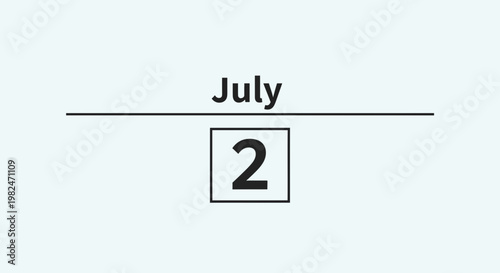 July 2nd Calendar Date Minimalist Design