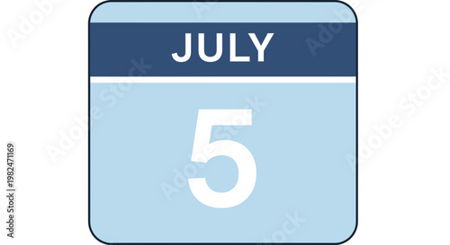 July 5th Calendar Date Icon - Summer Holiday Reminder