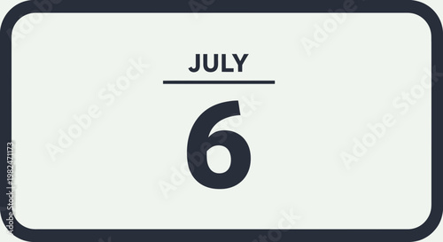 July 6th Calendar Date Icon Minimalist Design