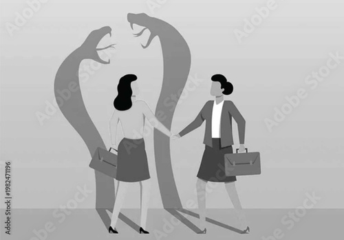 Businesswomen dealing with malice in thoughts, Business cheating vector 