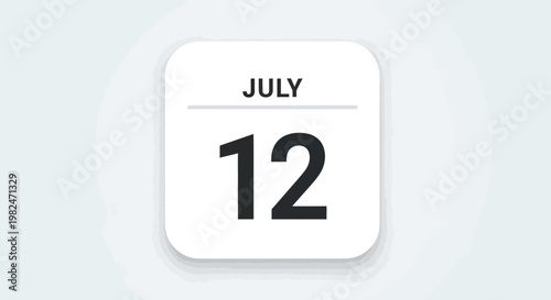 July 12th Calendar Icon - Modern Minimalist Design